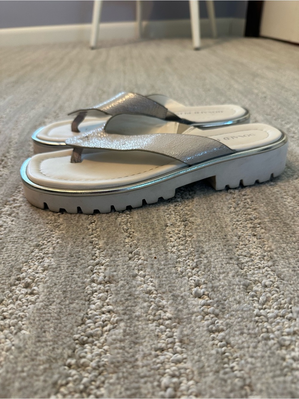 Donald J. Pliner Silver Metallic Platform Thong Sandals